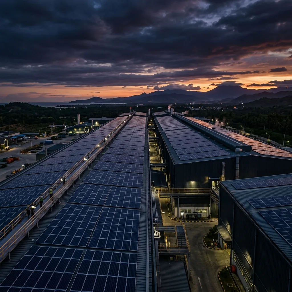 Illustrative solar energy installation in a tropical Philippine setting